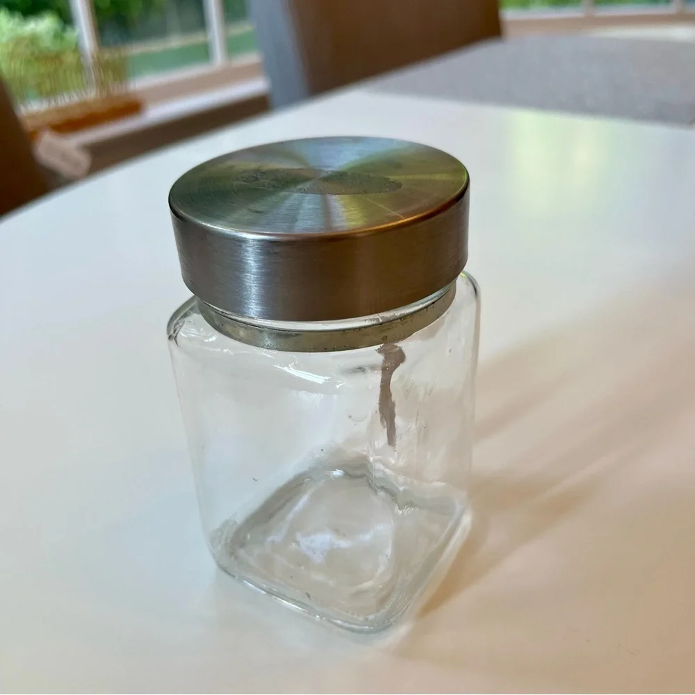 Glass Spice Jar with Silver Lid and Wooden Spoon - Picture 2 of 6
